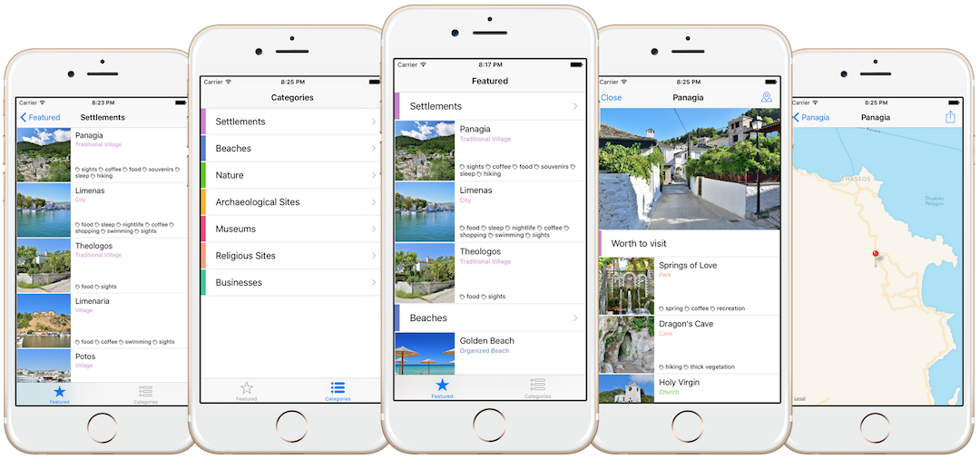 Explore Thassos iOS Application Screenshots